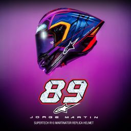 Prilba SUPERTECH R10 limitovaná edícia MARTINATOR JORGE MARTIN, ALPINESTARS (modrá/fialová/červená/žlutá)