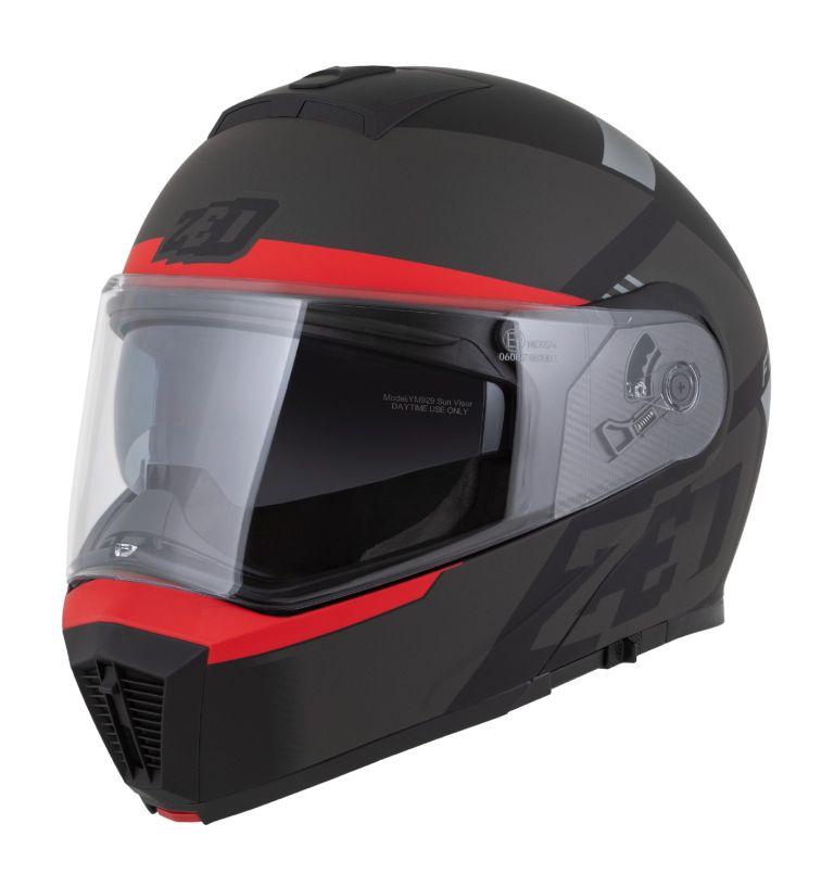 Prilba F19, ZED (čierna matná/červená fluo/šedá) 2026