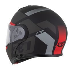 Prilba F19, ZED (čierna matná/červená fluo/šedá) 2026