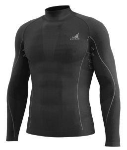 Funkčné triko s dlhým rukávom a golierom K-MERINO, unisex TECSO (čierna)