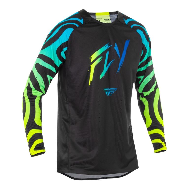Dres EVOLUTION, FLY RACING - USA 2025 (černá/modrá/hi-vis)