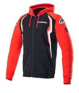 Mikina na zip s kapucňou HONDA, ALPINESTARS (červená/černá)