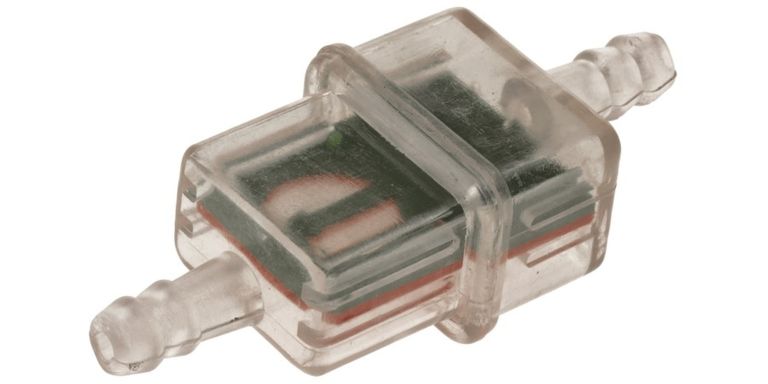 Palivový filter hranatý, Q-TECH (pre vnútorný priemer hadice 5-6 mm)