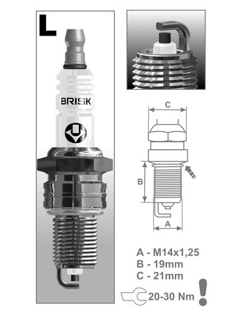 Свеча зажигания L14YC SUPER (блистер 4 шт.) (21мм;19мм;14х1,25)  (Чехия)