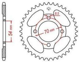 Oceľová rozeta pre sekundárne reťazy typu 420, JT - Anglicko (40 zubov)
