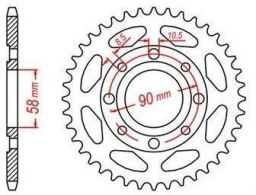 Oceľová rozeta pre sekundárne reťazy typu 420, JT - Anglicko (36 zubov)