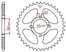 Oceľová rozeta pre sekundárne reťazy typu 420, JT - Anglicko (34 zubov)