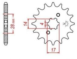 Reťazové koliesko pre sekundárne reťazy typu 420, JT - Anglicko (13 zubov)
