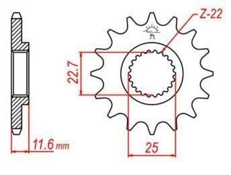Reťazové koliesko pre sekundárne reťazy typu 520, JT - Anglicko (13 zubov)
