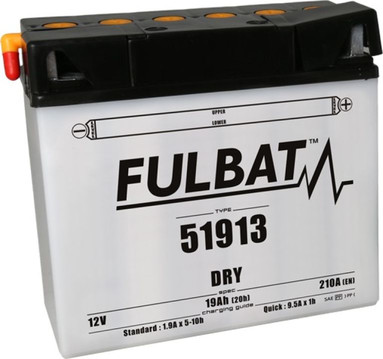 Batérie 12V, 51913, 19Ah, 210A, konvenčné 186x82x171, FULBAT (vr. balenie elektrolytu)
