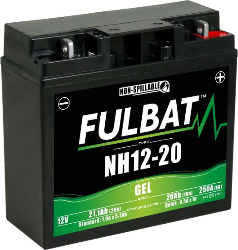 Batérie 12V, NH12-20 gél, 20Ah, 250A, bezúdržbová gél technológie 186x82x171 FULBAT (aktivovaná ve výrobe)