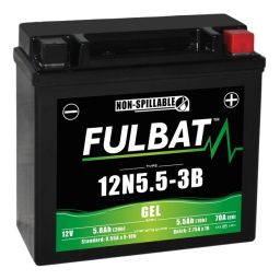 Batérie 12V, 12N5.5-3B gél, 12V, 5.5Ah, 70A, bezúdržbová gél technológie 135x60x130 FULBAT (aktivovaná ve výrobe)