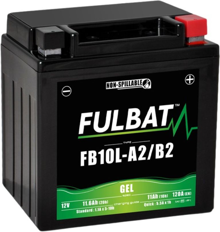 Batérie 12V, YB10L-A2/B2 gél, 12V, 11Ah, 120A, bezúdržbová gél technológie 133x90x145 FULBAT (aktivovaná ve výrobe)