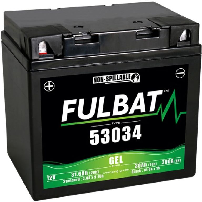 Batérie 12V, 53034 gél, 30Ah, 300A, bezúdržbová gél technológie 178x123x166 FULBAT (aktivovaná ve výrobe)
