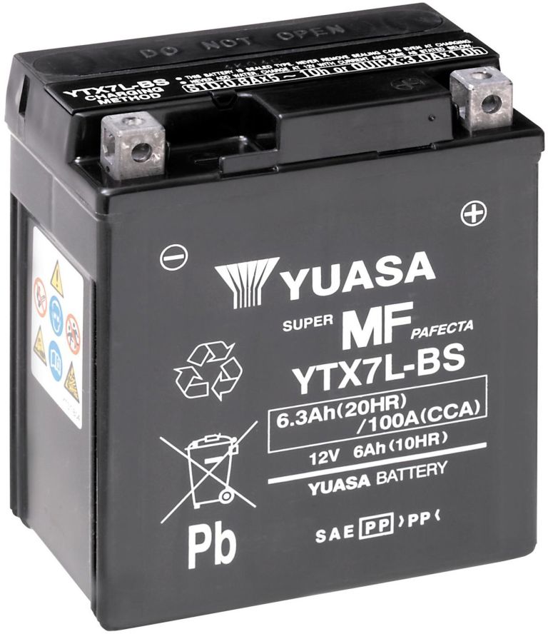 Motobatérie 12V, YTX7L, 6,3Ah, 100A, bezúdržbová MF AGM 115x72x132, YUASA originál (aktivovaná ve výrobe)