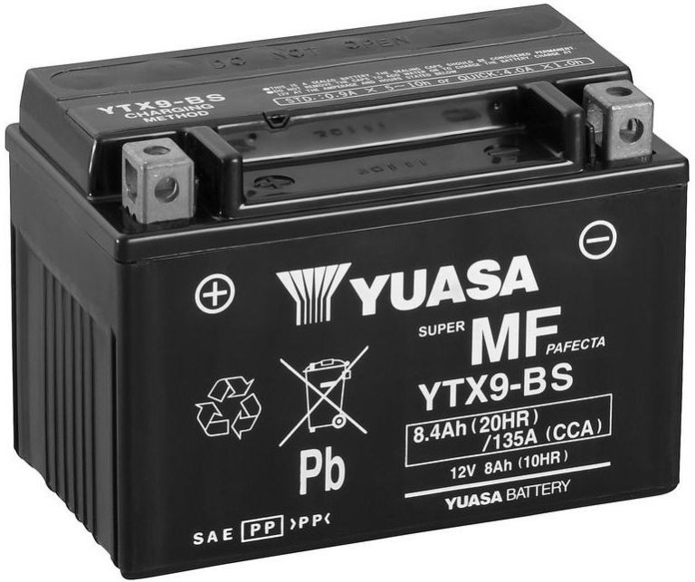 Motobatérie 12V, YTX9-BS, 8,4Ah, 135A, bezúdržbová MF AGM 152x87x107, YUASA originál (vr. balenie elektrolytu)