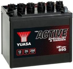 Batérie 12V, 895, 26Ah, 250A, pravá, bezúdržbová ACTIVE GARDEN 187x127x181, YUASA originál (aktivovaná ve výrobe)