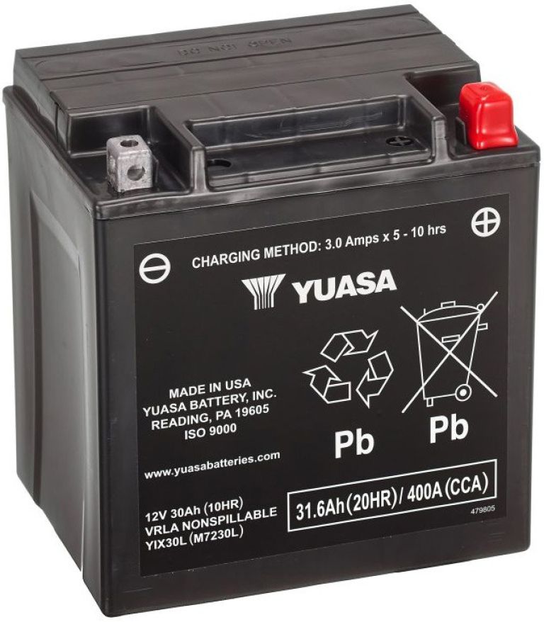 Motobatérie 12V, YIX30L, 31,6Ah, 400A, bezúdržbová SUPER MF AGM 166x126x175, YUASA originál (aktivovaná ve výrobe)