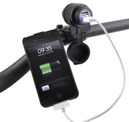 Dvojitá USB zásuvka s uchytením na riadidlá