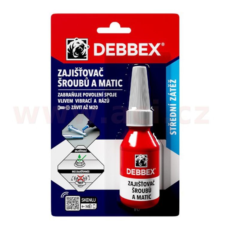 Zajišťovač šroubů a matic 10ml, DEBBEX