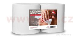 Průmyslové dvouvrstvé utěrky (dvě role) 500 útržků - bílé (sada 2 ks)