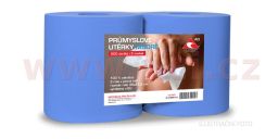 Průmyslové dvouvrstvé utěrky (dvě role) 500 útržků - modré (sada 2 ks)