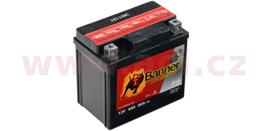 Baterie 12V, YTX5L-BS, 4Ah, 80A, BANNER Bike Bull AGM 114x71x106