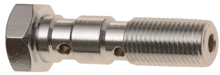 Průtokový skrutka dvojitý M10 x 1 mm (pochromovaná oceľ)