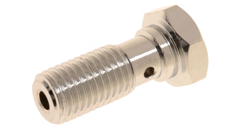 Průtokový skrutka jednoduchý M10 x 1 mm (pochromovaná oceľ)