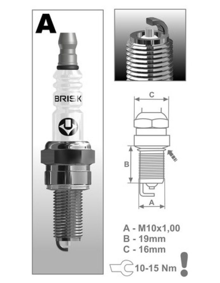 Zapaľovacie sviečka AR10S rad Silver Racing, BRISK - Česká Republika