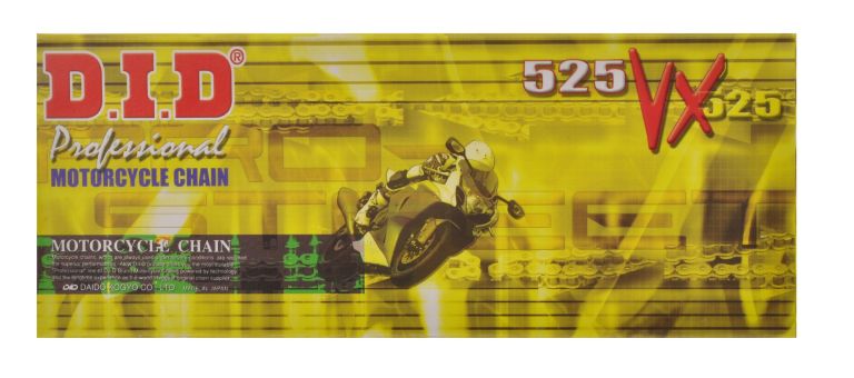 Reťaz 525VX, D.I.D. - Japonsko (farba čierna, 102 článkov vr. spojky ZJ)