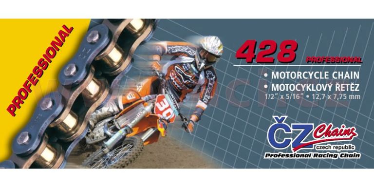 Reťaz 428, ČZ - ČR (farba čierna, 146 článkov vr. rozpojovacie spojky CLIP)