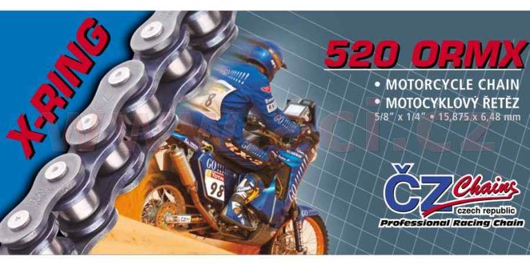 Reťaz 520ORMX, ČZ - ČR (farba čierna, 116 článkov vr. rozpojovacie spojky CLIP)