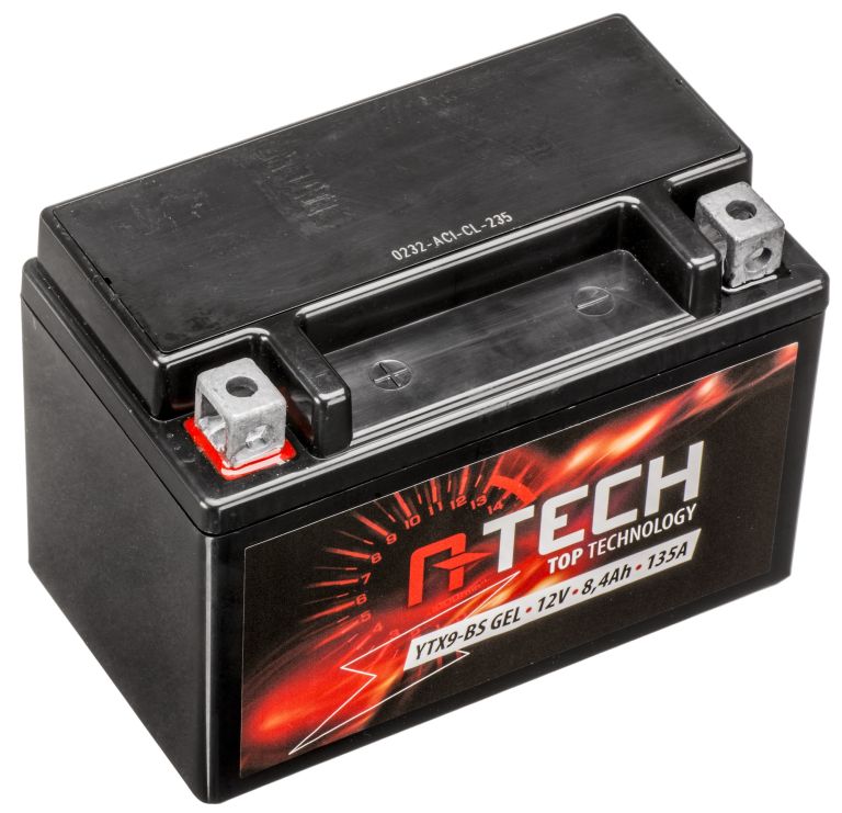 Batérie 12V, YTX9-BS gél, 8Ah, 135A, bezúdržbová gél technológie 150x87x105, A-TECH (aktivovaná ve výrobe)