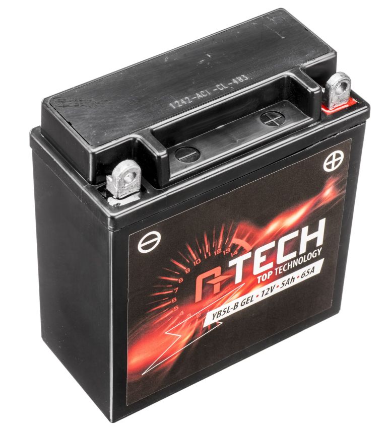 Batérie 12V, YB5L-B gél, 5Ah, 65A, bezúdržbová gél technológie 120x60x130, A-TECH (aktivovaná ve výrobe)