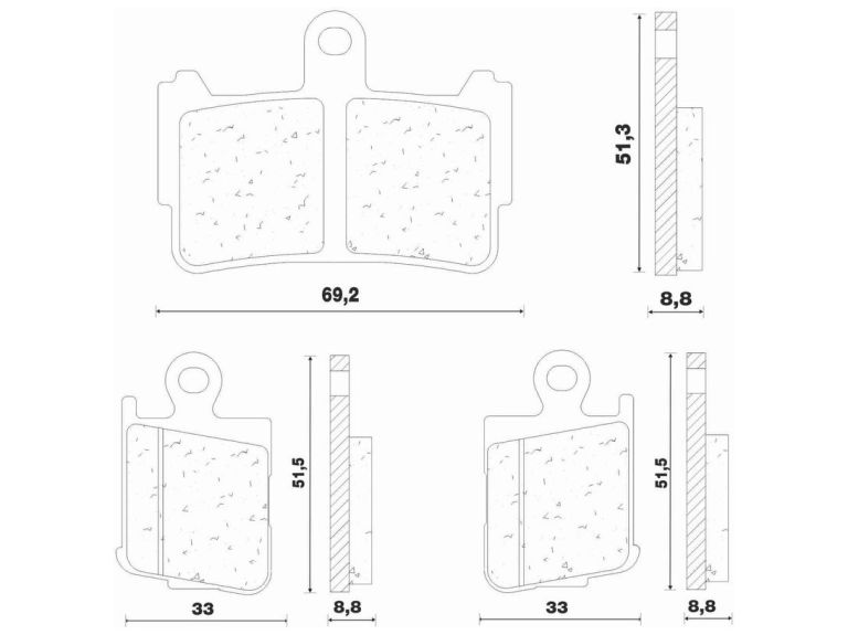 Brzdové doštičky (zmes ROAD TOURING SINTERED) NEWFREN (2 ks v balenie)