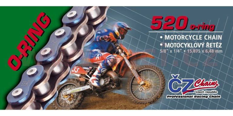 Reťaz 520ORM, ČZ (farba čierna, 96 článkov vr. rozpojovacie spojky CLIP)