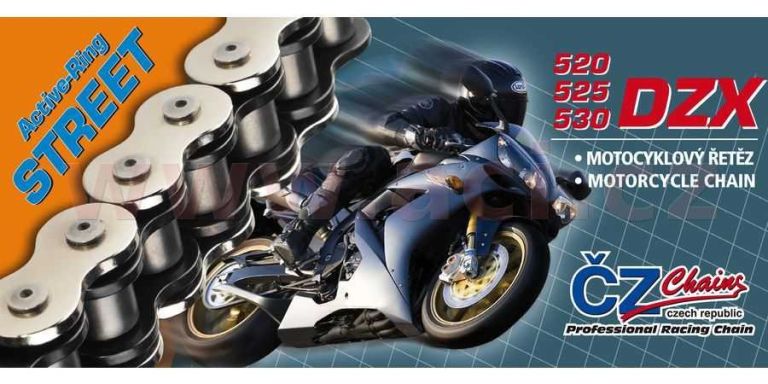 Reťaz 530DZX, ČZ (farba čierna, 96 článkov vr. nitovacie spojky RIVET)