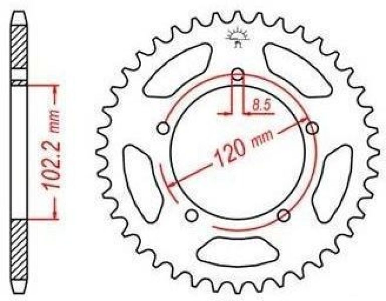 Oceľová rozeta pre sekundárne reťazy typu 420, JT - Anglicko (47 zubov)
