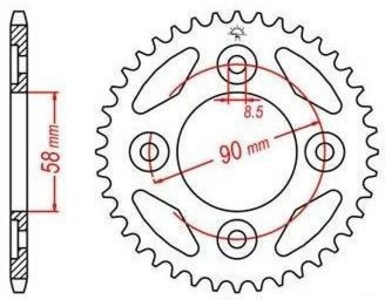 Oceľová rozeta pre sekundárne reťazy typu 420, JT - Anglicko (35 zubov)