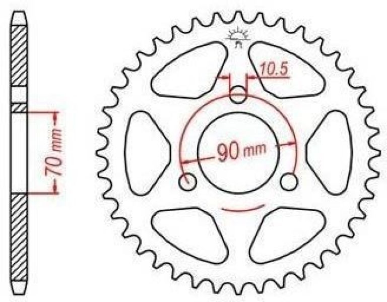 Oceľová rozeta pre sekundárne reťazy typu 420, JT - Anglicko (40 zubov)