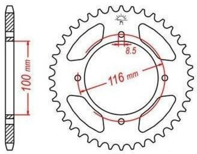 Oceľová rozeta pre sekundárne reťazy typu 420, JT - Anglicko (48 zubov)