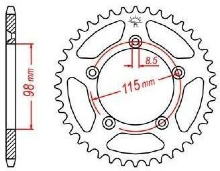 Oceľová rozeta pre sekundárne reťazy typu 420, JT - Anglicko (50 zubov)