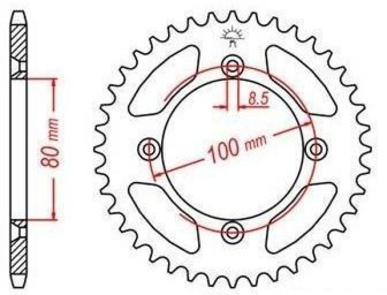 Oceľová rozeta pre sekundárne reťazy typu 420, JT - Anglicko (51 zubov)