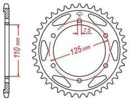 Oceľová rozeta pre sekundárne reťazy typu 428, JT - Anglicko (46 zubov)