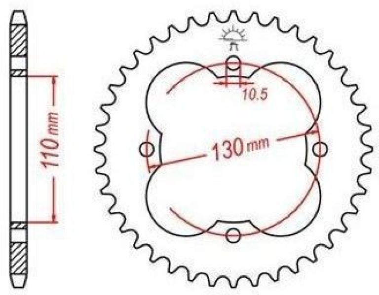 Oceľová rozeta pre sekundárne reťazy typu 428, JT - Anglicko (50 zubov)