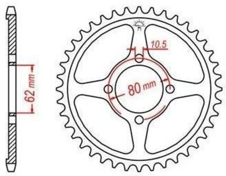 Oceľová rozeta pre sekundárne reťazy typu 428, JT - Anglicko (49 zubov)