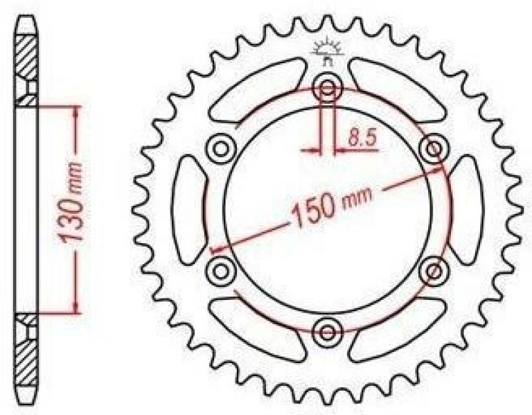 Oceľová rozeta pre sekundárne reťazy typu 520, JT - Anglicko (51 zubov)