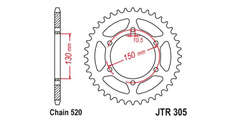 Oceľová rozeta pre sekundárne reťazy typu 520, JT (46 zubov)