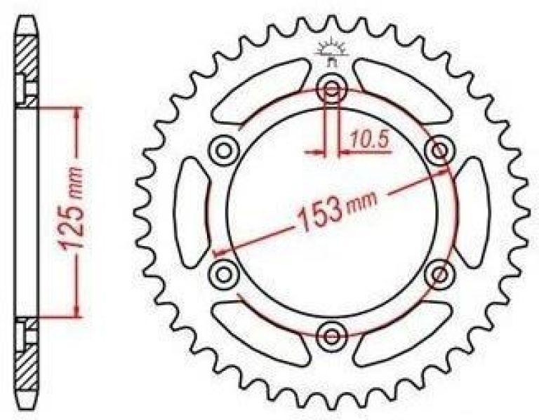 Oceľová rozeta pre sekundárne reťazy typu 520, JT - Anglicko (48 zubov)